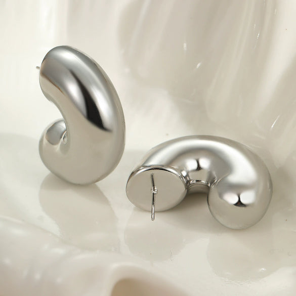 Wholesale Minimalist Geometric Stainless Steel Ushaped Electroplated Earrings For Women