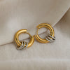 Wholesale Minimalist Geometric Stainless Steel Vacuum Gold Plated Hoop Pendant Earrings For Unisex