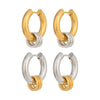 Wholesale Minimalist Geometric Stainless Steel Vacuum Gold Plated Hoop Pendant Earrings For Unisex