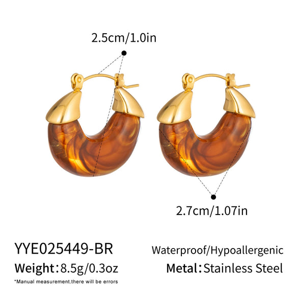 Wholesale Minimalist Geometric Stainless Steel Vacuum Real Gold Plated Hoop Earrings For Women