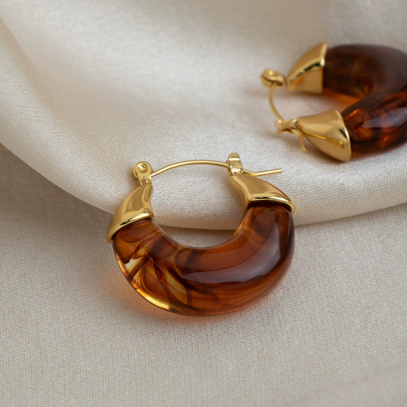 Wholesale Minimalist Geometric Stainless Steel Vacuum Real Gold Plated Hoop Earrings For Women