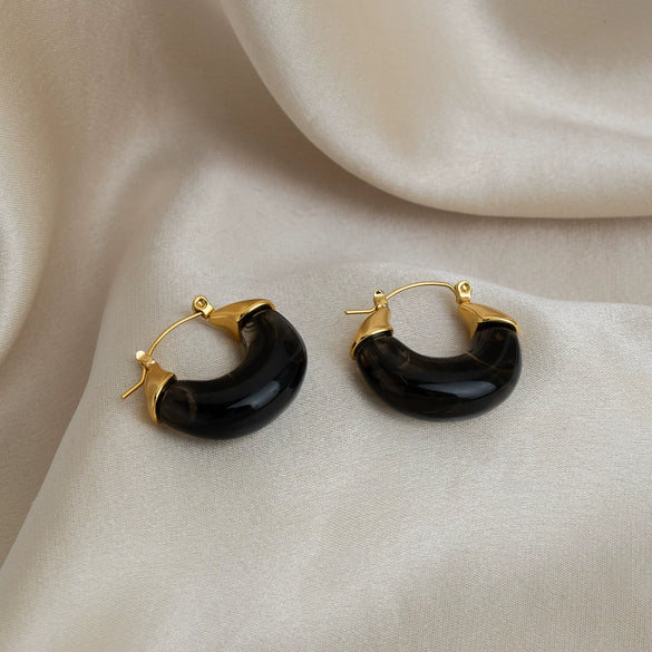 Wholesale Minimalist Geometric Stainless Steel Vacuum Real Gold Plated Hoop Earrings For Women