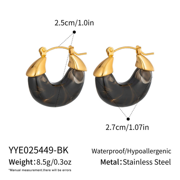Wholesale Minimalist Geometric Stainless Steel Vacuum Real Gold Plated Hoop Earrings For Women