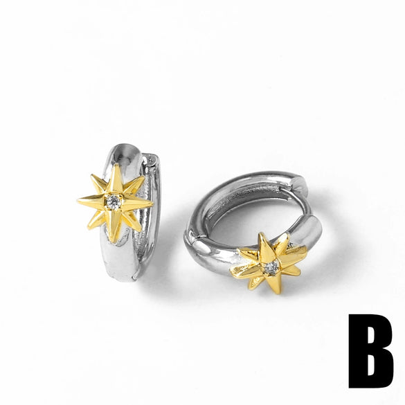 Wholesale Minimalist Geometric Star Copper Goldplated Women's Earrings