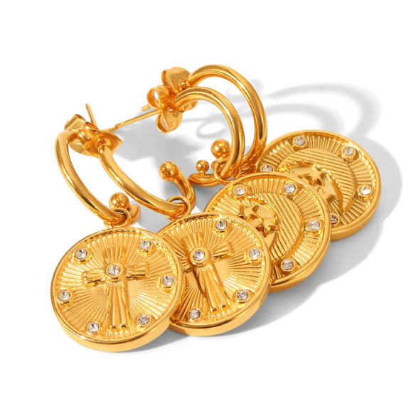 Wholesale Minimalist Geometric Star Shape Diamond Stainless Steel Earrings For Women