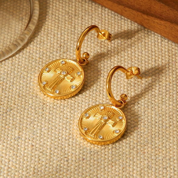 Wholesale Minimalist Geometric Star Shape Diamond Stainless Steel Earrings For Women