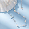 Wholesale Minimalist Geometric Starry Pearl Cross Chain Necklace For Women Made Of 925 Silver With Electroplating Design