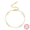 Wholesale Minimalist Geometric 925 Sterling Silver Freshwater Cultured Pearl Bracelet With 14K Gold Plating Jewelry