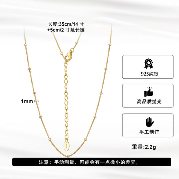 Wholesale Minimalist Geometric 925 Sterling Silver Necklace With Electroplating And 3 Bead Chain
