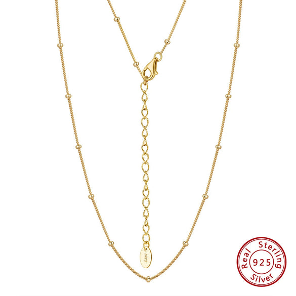 Wholesale Minimalist Geometric 925 Sterling Silver Necklace With Electroplating And 3 Bead Chain