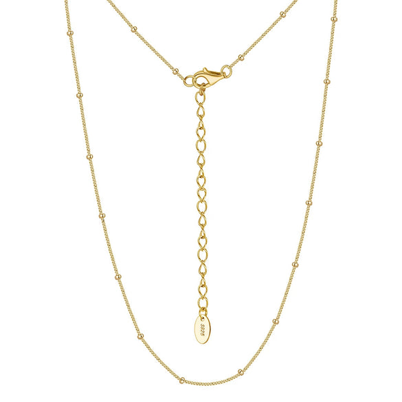 Wholesale Minimalist Geometric 925 Sterling Silver Necklace With Electroplating And 3 Bead Chain