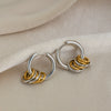 Wholesale Minimalist Geometric Style Multilayered Circular Twotone Stainless Steel Earrings With Pvd Furnace Vacuum Real Gold Plating For Women