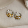 Wholesale Minimalist Geometric Style Multilayered Circular Twotone Stainless Steel Earrings With Pvd Furnace Vacuum Real Gold Plating For Women