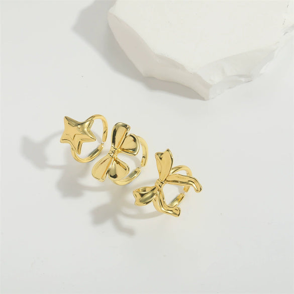 Wholesale Minimalist Geometric Tie Pattern Copper Ring For Women