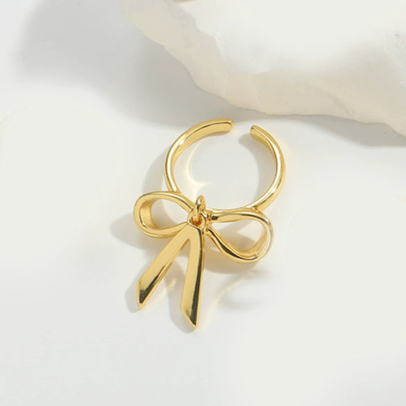 Wholesale Minimalist Geometric Tie Pattern Copper Ring For Women