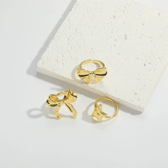Wholesale Minimalist Geometric Tie Pattern Copper Ring For Women