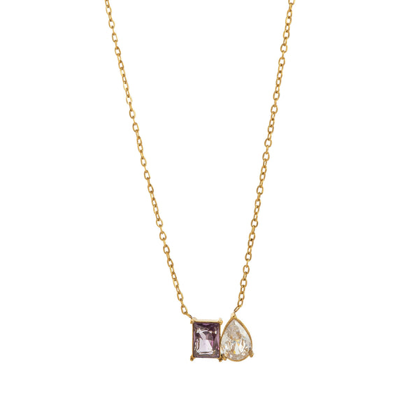 Wholesale Minimalist Geometric Titanium Steel Birthstone Horse Eye Pendant O Word Chain Necklace With Electroplating