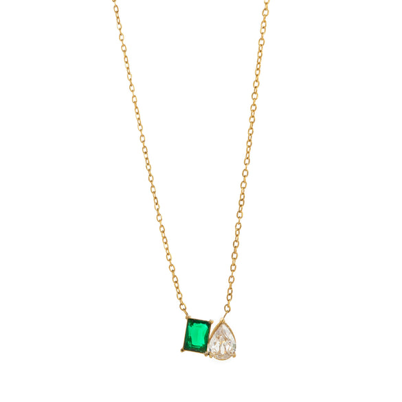 Wholesale Minimalist Geometric Titanium Steel Birthstone Horse Eye Pendant O Word Chain Necklace With Electroplating