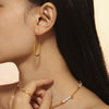 Wholesale Minimalist Geometric 316L Stainless Steel Earrings With Golden Pinshaped Ear Hook Electroplated 18K True Gold For Women