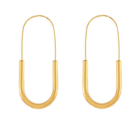 Wholesale Minimalist Geometric 316L Stainless Steel Earrings With Golden Pinshaped Ear Hook Electroplated 18K True Gold For Women