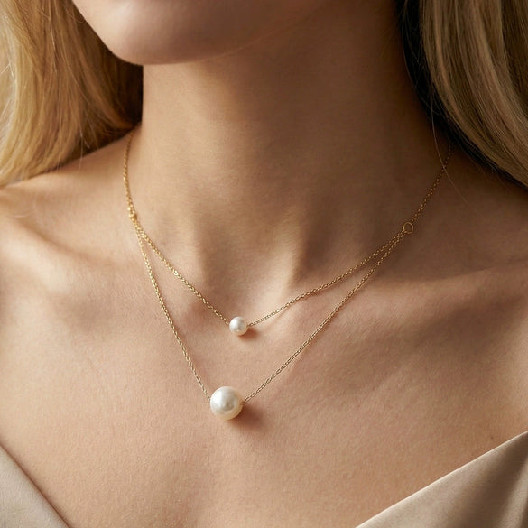 Wholesale Minimalist Geometric Titanium Steel Electroplated Calendering Chain Pearl Necklace For Women