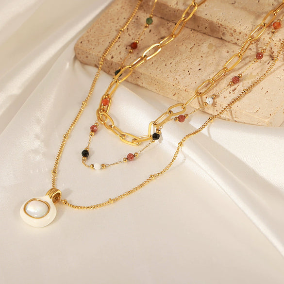 Wholesale Minimalist Geometric Titanium Steel Gold Plated Pendant Necklace For Women