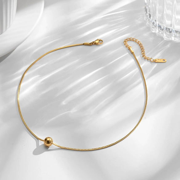 Wholesale Minimalist Geometric Titanium Steel Goldplated Women's Box Chain Necklace