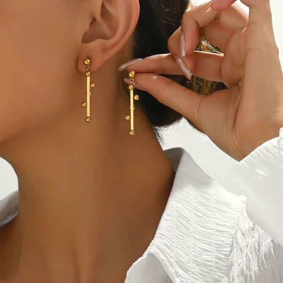 Wholesale Minimalist Geometric Titanium Steel 14K Electroplated Earrings For Women With Stainless Steel Ear Needles