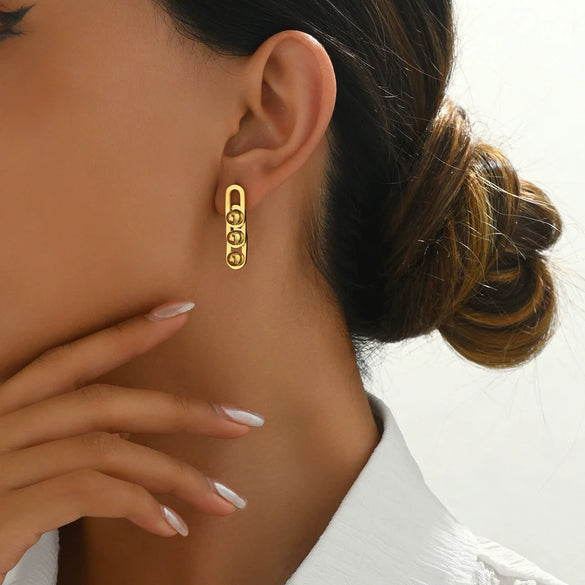 Wholesale Minimalist Geometric Titanium Steel 14K Electroplated Earrings For Women With Stainless Steel Ear Needles