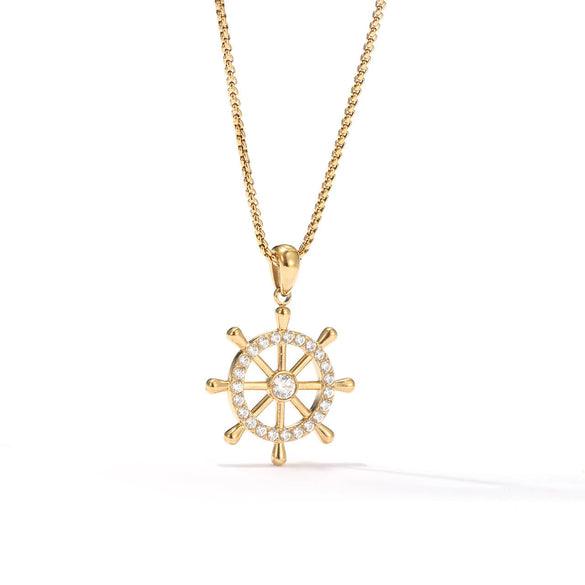 Wholesale Minimalist Geometric Titanium Steel Necklace With Box Chain And Pendant Electroplated Design For Women