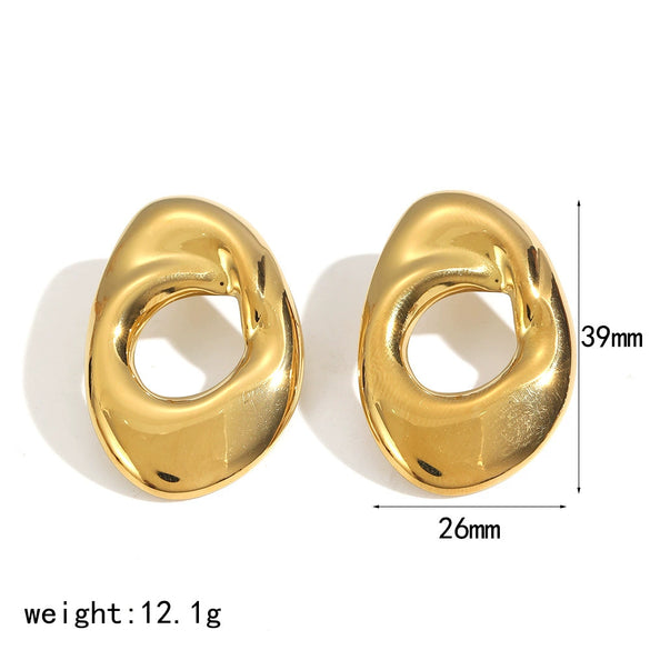Wholesale Minimalist Geometric Twisted Stainless Steel 18K Gold Plated Earrings For Women