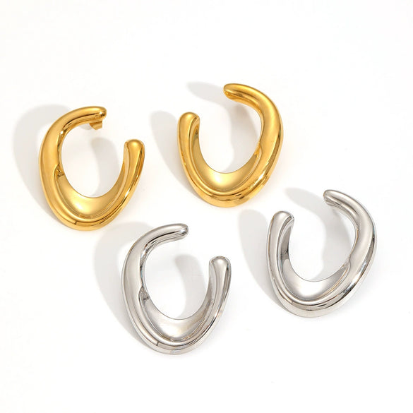 Wholesale Minimalist Geometric Ushaped Stainless Steel Electroplated Women's Earrings