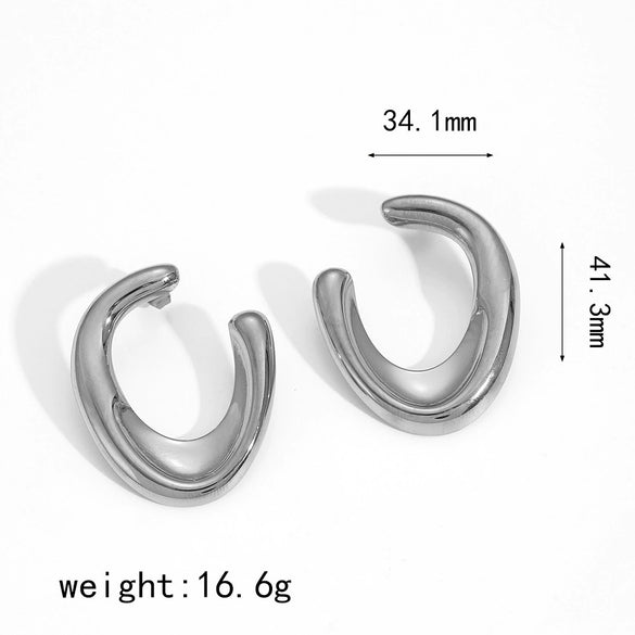 Wholesale Minimalist Geometric Ushaped Stainless Steel Electroplated Women's Earrings