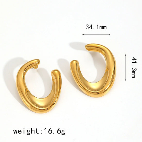 Wholesale Minimalist Geometric Ushaped Stainless Steel Electroplated Women's Earrings
