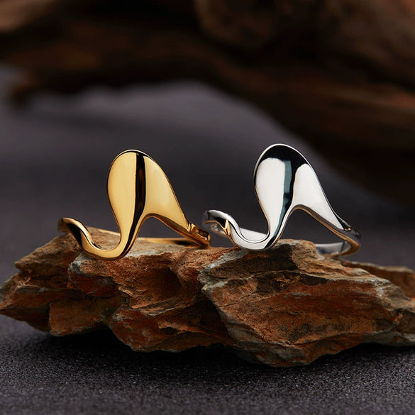 Wholesale Minimalist Geometric Wave Pattern S925 Sterling Silver Ring Set With Gems For Women