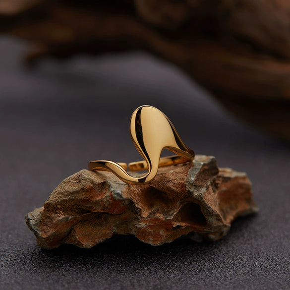 Wholesale Minimalist Geometric Wave Pattern S925 Sterling Silver Ring Set With Gems For Women