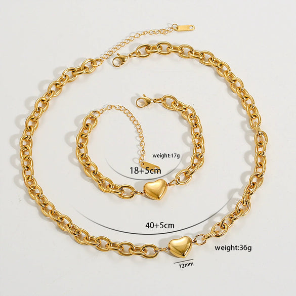 Wholesale Minimalist Heart Shape Stainless Steel Electroplated Ochain Bracelet Unisex