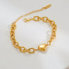 Wholesale Minimalist Heart Shape Stainless Steel Electroplated Ochain Bracelet Unisex