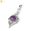 Wholesale Minimalist Heart Shaped Natural Crystal Stone And Zircon Silver Clavicle Pendant Necklace