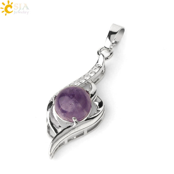 Wholesale Minimalist Heart Shaped Natural Crystal Stone And Zircon Silver Clavicle Pendant Necklace