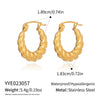 Wholesale Minimalist Hemp Texture Ushaped Stainless Steel Stud Earrings For Women With Pvd Furnace Vacuum Real Gold Plating