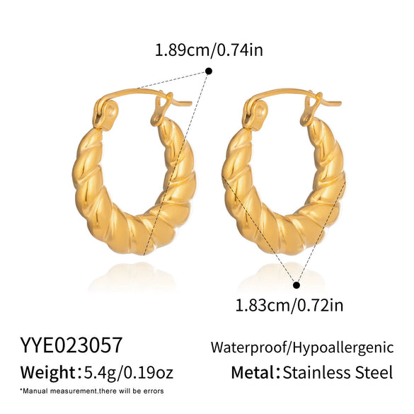 Wholesale Minimalist Hemp Texture Ushaped Stainless Steel Stud Earrings For Women With Pvd Furnace Vacuum Real Gold Plating