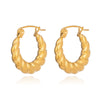 Wholesale Minimalist Hemp Texture Ushaped Stainless Steel Stud Earrings For Women With Pvd Furnace Vacuum Real Gold Plating