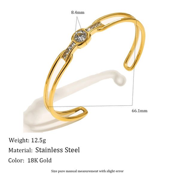 Wholesale Minimalist Highend Stainless Steel 18K Goldplated Geometric Doublelayer Line Bracelet For Office Ladies