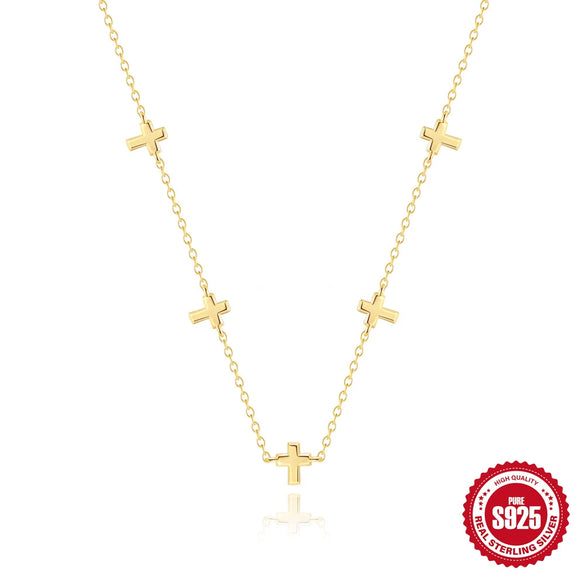Wholesale Minimalist Hip Hop Cross Pendant Clavicle Chain For Women 925 Sterling Silver With Geometric Pattern And Electroplating
