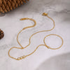 Wholesale Minimalist Ins Style White Zircon Stainless Steel Vacuum Plated Finger Chain Bracelet For Women