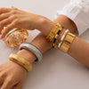 Wholesale Minimalist Ins Style Wide Surface Hollow Titanium Steel 18K Gold Plated Electroplated Geometric Bracelet