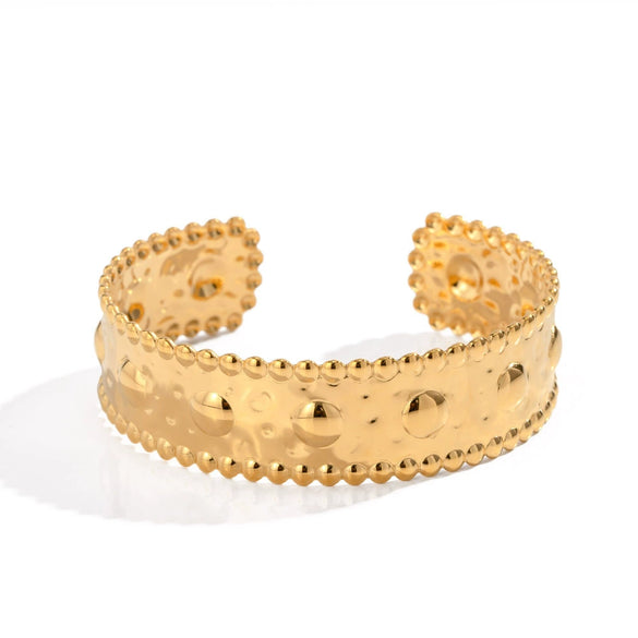 Wholesale Minimalist Ins Style Wide Surface Hollow Titanium Steel 18K Gold Plated Electroplated Geometric Bracelet