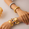Wholesale Minimalist Ins Style Wide Surface Hollow Titanium Steel 18K Gold Plated Electroplated Geometric Bracelet