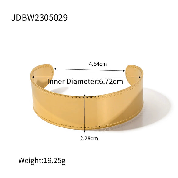 Wholesale Minimalist Ins Style Wide Surface Hollow Titanium Steel 18K Gold Plated Electroplated Geometric Bracelet